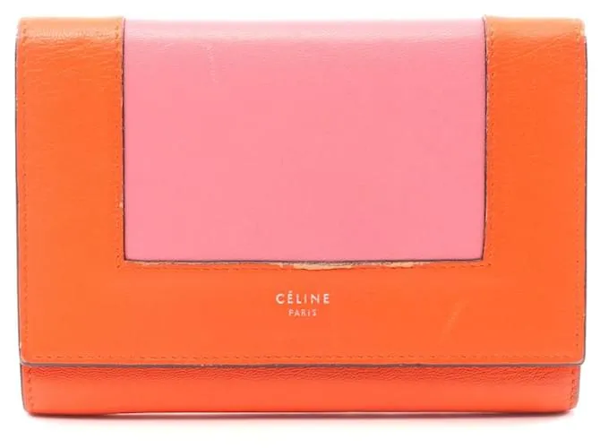 Céline Portafoglio Trifold in Pelle Celine Arancione