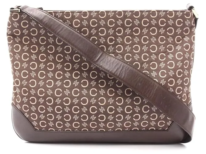 Céline Borsa a spalla Celine in tela e pelle Macadam Marrone