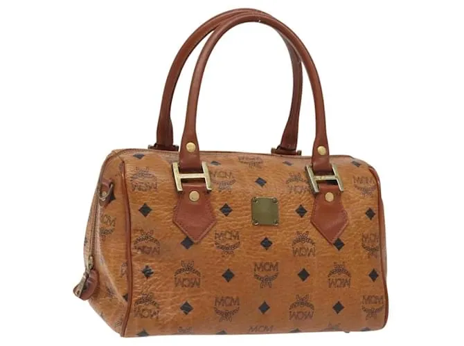 Borsa MCM Logogram Vicetos in pelle PVC marrone e oro Auth th6107 D'oro