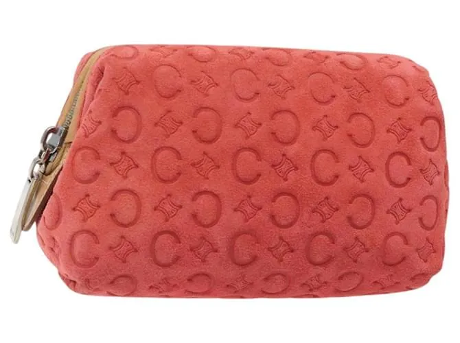 Céline Pochette accessorio in tela Macadam CELINE C Suede Rosa Argento Auth BA2773V