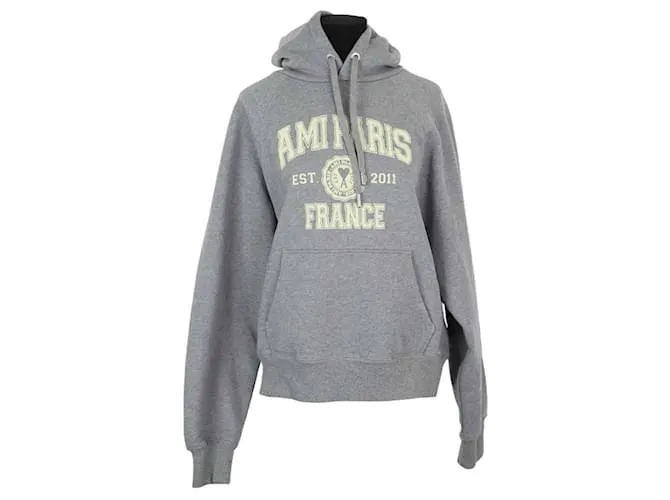 Ami Felpa in cotone grigia Grigio
