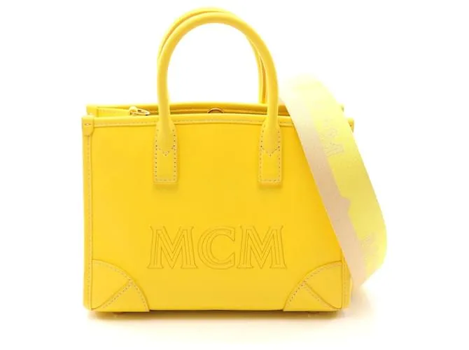 Borsa tote in pelle MCM Monaco gialla Giallo