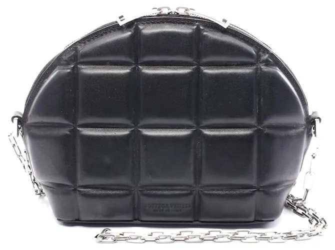 Borsa a spalla in pelle imbottita a mezzaluna Bottega Veneta Nero