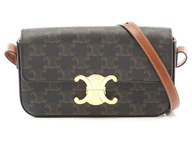 Céline Borsa a spalla Celine Claude Triomphe in pelle PVC Nero