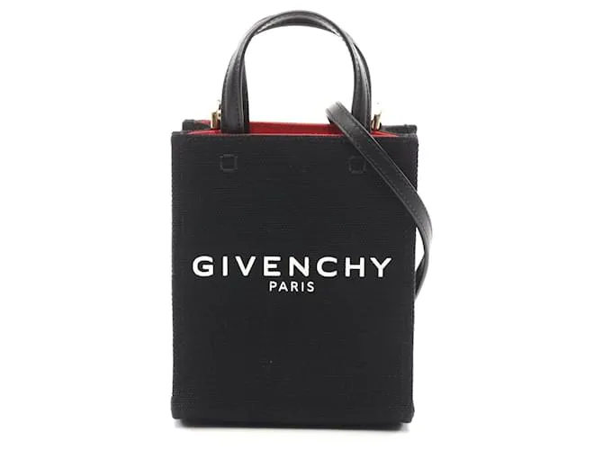 Borsa a mano Givenchy G-TOTE Mini in tela e pelle Nero
