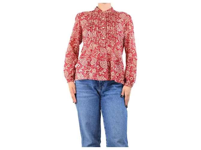 Isabel Marant Etoile Blusa stampata floreale rossa e beige - taglia UK 12 Rosso
