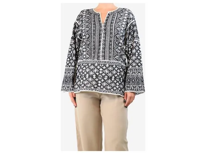 Isabel Marant Etoile Top nero con motivo neutro - taglia M