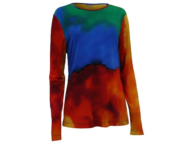 T-shirt a maniche lunghe stampata Paco Rabanne in cupro multicolore