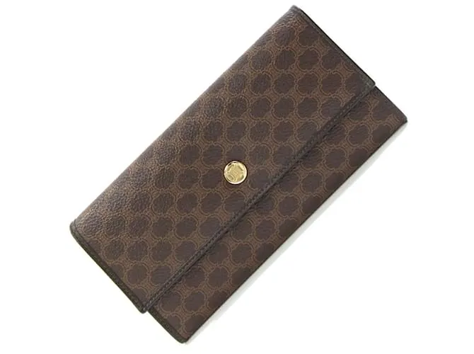 Céline Portafoglio lungo pieghevole Celine in marrone scuro