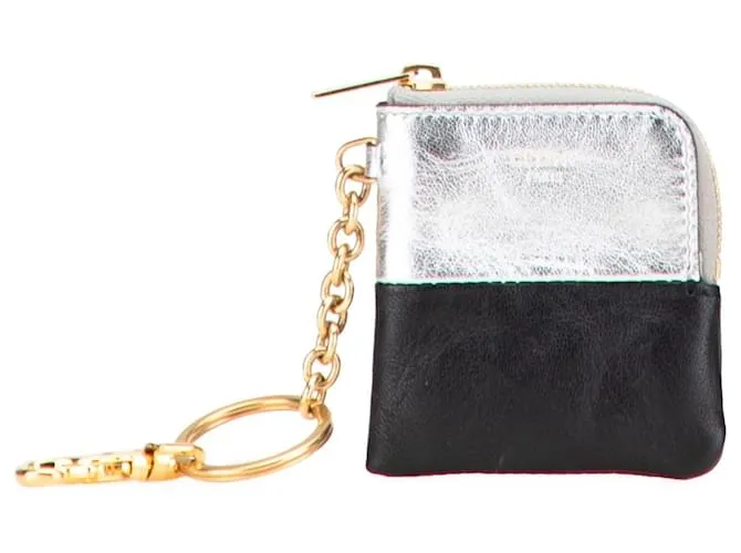 Céline Portachiavi in pelle bicolore Celine Silver Nero Argento