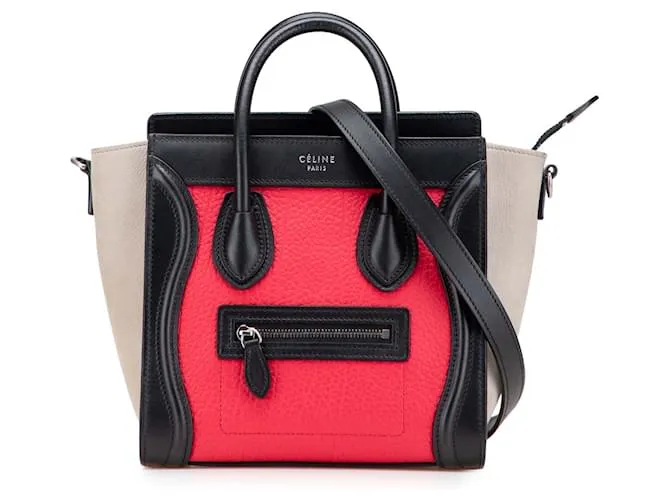 Luggage Céline Celine Rosso Nano Tricolore Borsa da Viaggio