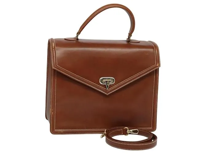 Borsa a mano VALENTINO in pelle 2 vie marrone oro Auth BA3114 D'oro