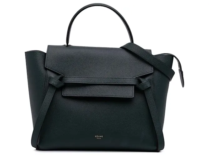 Céline Borsa a cintura in pelle di vitello micrograna verde Celine Verde scuro