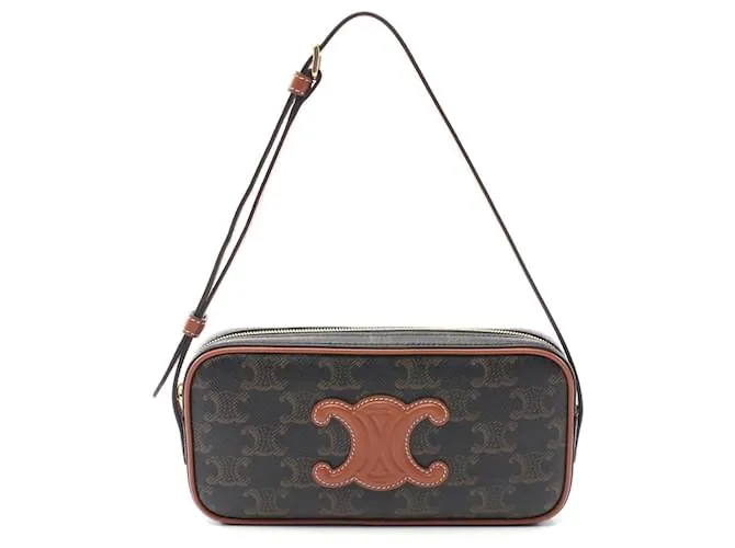 Céline Borsa a spalla Celine Triomphe in PVC, tela e pelle Nero