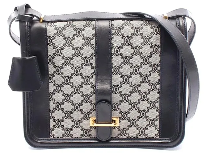 Céline Borsa a Spalla in Tela e Pelle Celine Triomphe Blu