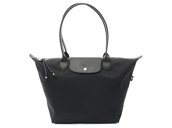 Borsa Tote Longchamp Le Pliage Energy L in nylon e pelle Nero