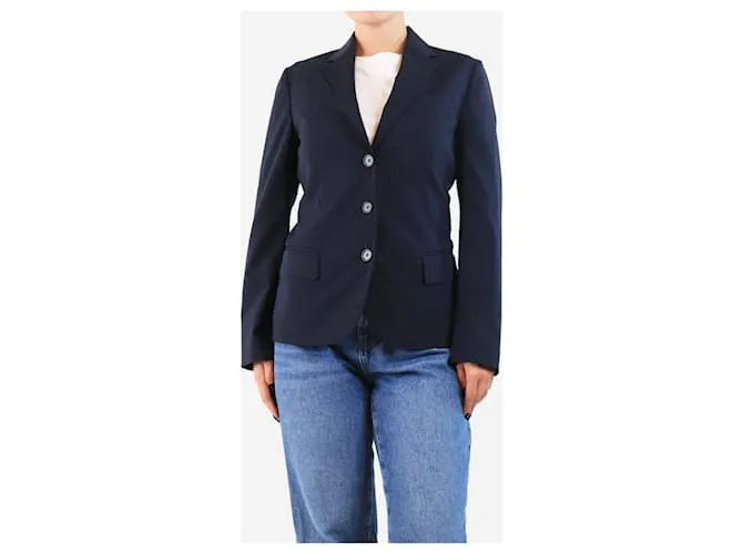 Aspesi Giacca di lana blu navy a un bottone - taglia UK 8