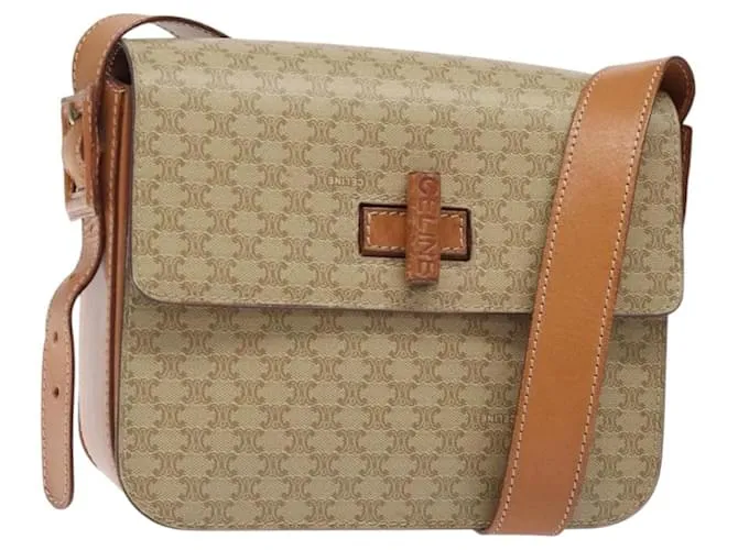 Céline Borsa a spalla in tela Macadam CELINE PVC beige Auth 126270