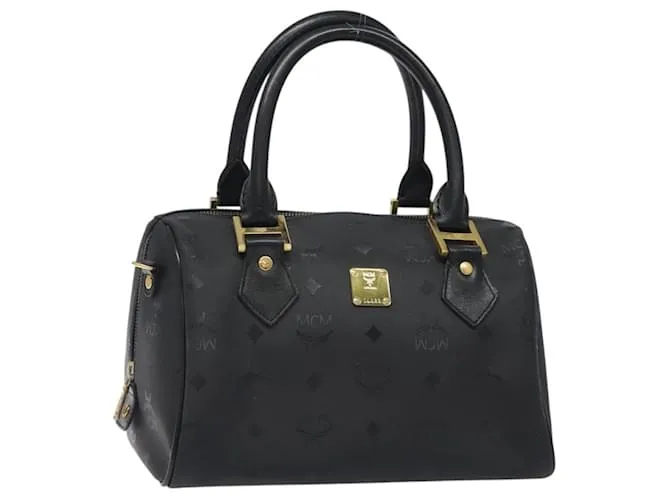 Borsa MCM Logogram Vicetos PVC Nero Oro Auth 126847 D'oro