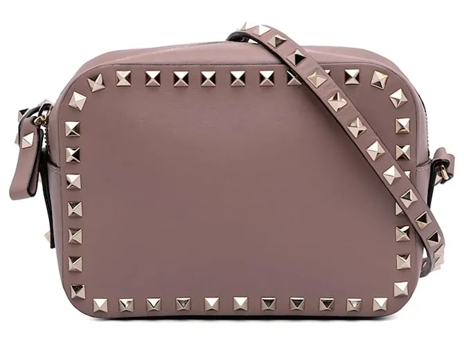 Borsa a tracolla Rockstud in pelle rosa di Valentino