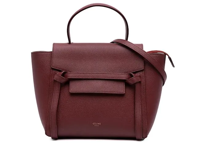 Céline Borsa a cintura in pelle di vitello granata rossa Nano Celine Rosso Bordò