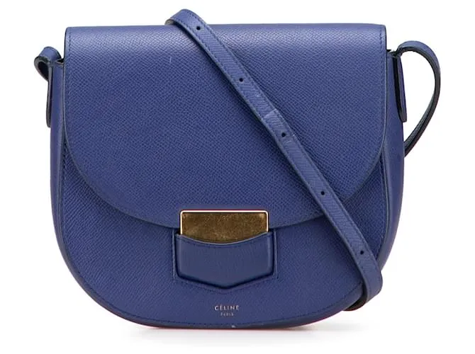 Céline Trotteur in pelle di vitello grana piccola blu Celine