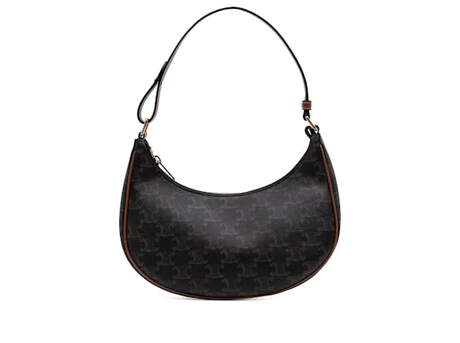 Céline Borsa a Spalla Ava in Tela Rivestita Triomphe di Celine Brown Marrone Marrone scuro