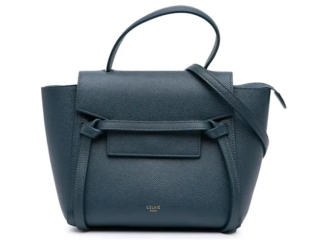 Céline Belt bag in pelle di vitello grana nano Celine Blue Blu navy