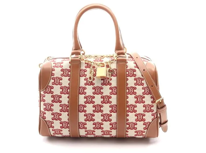 Céline Borsa a mano in tela e pelle Celine Triomphe Rosso