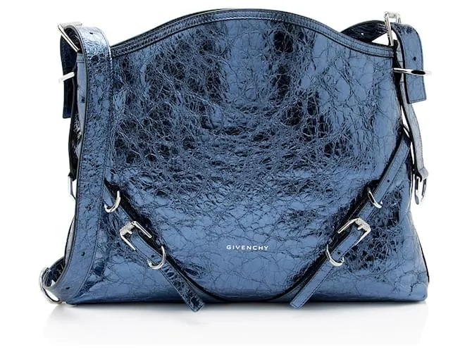 Hobo medio Voyou in pelle metallica Givenchy Blu