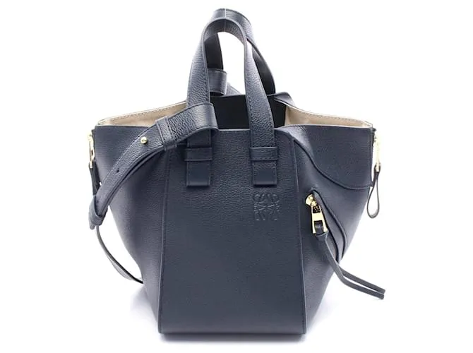 Borsa a mano compatta Hammock in pelle Loewe blu navy