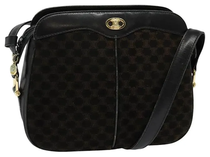 Céline Borsa a spalla in tela Macadam CELINE in suede nero e oro Auth 125764 D'oro