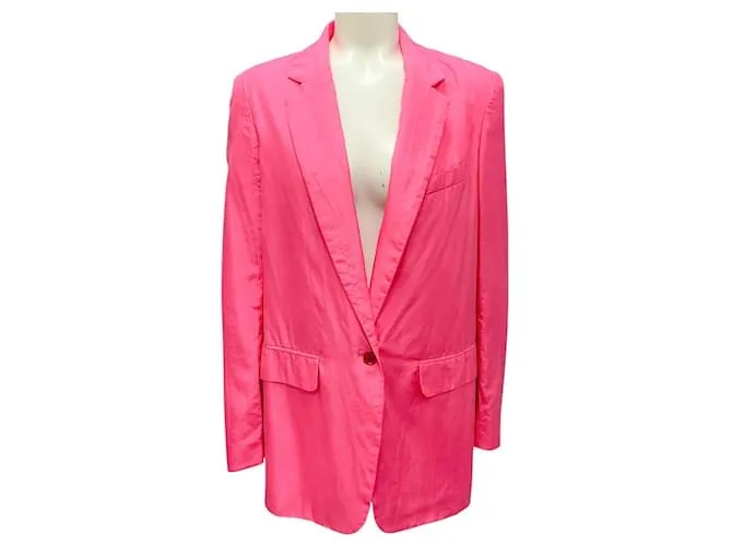 Blazer in seta stropicciata rosa acceso Dries Van Noten