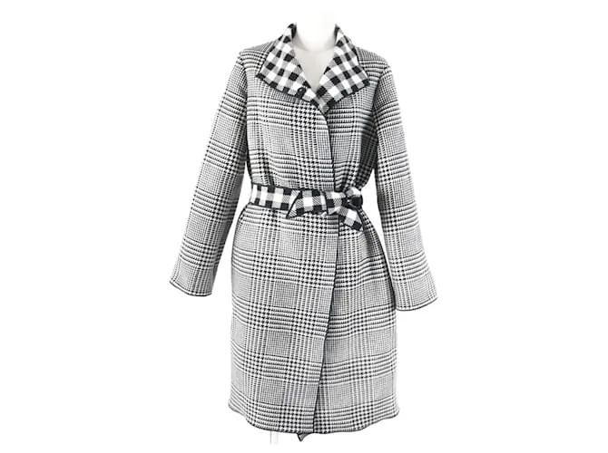 Cappotto belted a motivo pied-de-poule per donna di Emporio Armani Nero