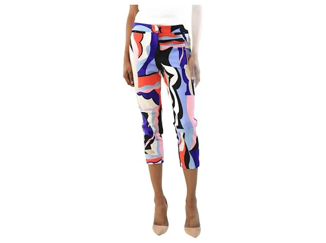Emilio Pucci Pantaloni stampati multicolori tagliati - taglia UK 8 Multicolore