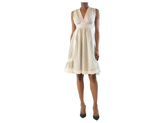 Paul Smith Abito mini in pizzo floreale crema e blu - taglia UK 10 Crudo