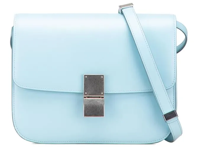 Classic Box Céline Celine Blu Medio Pelle di Vitello Scatola Classica Blu chiaro