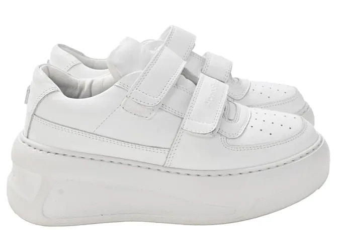 Sneakers platform con cinturino in velcro in pelle di mucca bianca di Acne Studios Bianco Crudo
