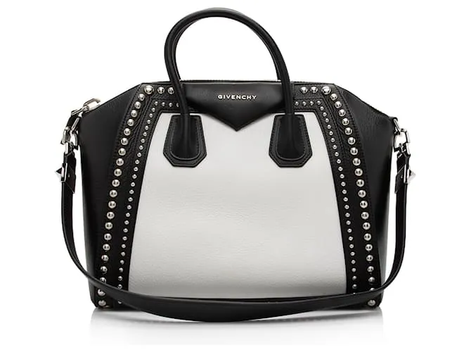 Borsa Antigona media in pelle di vitello bicolore con borchie Givenchy Nero