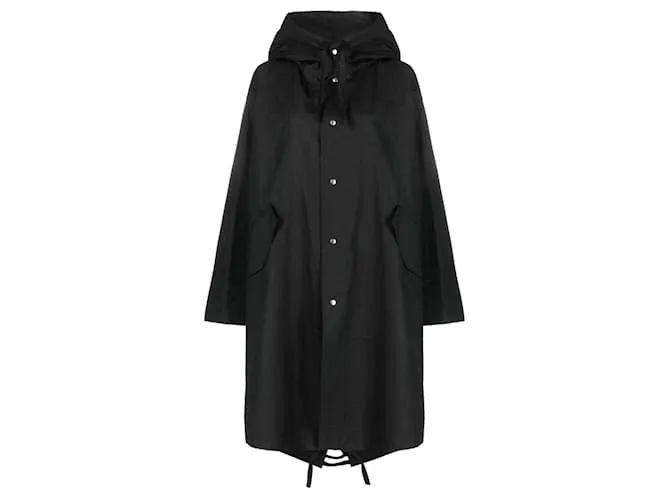 Parka con cappuccio in cotone di lunghezza media Jil Sander Nero