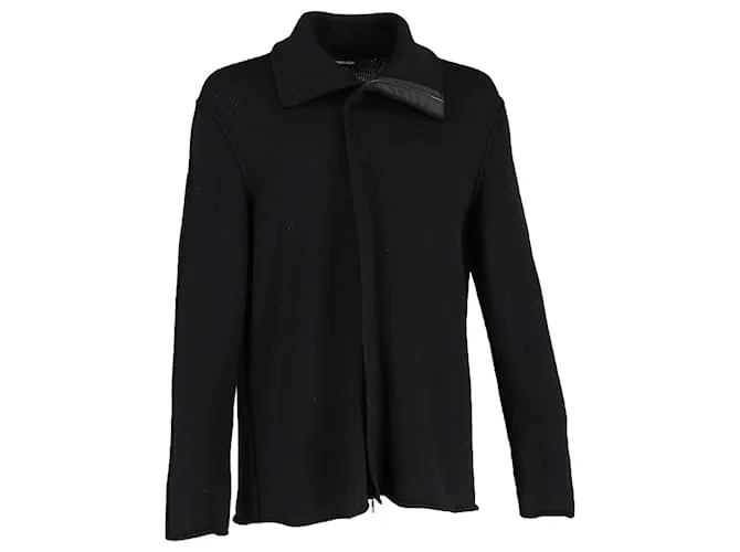 Maglione con Zip Giorgio Armani in Lana Nera Nero