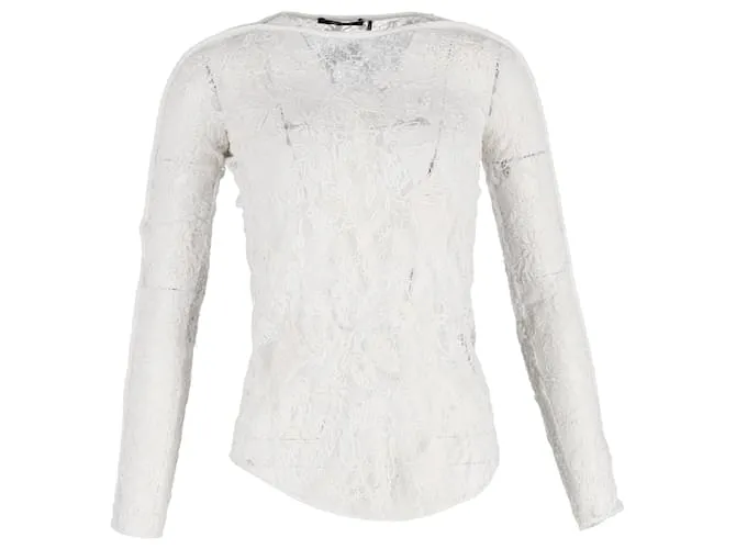 Blusa in pizzo floreale Isabel Marant in poliestere bianco Crudo