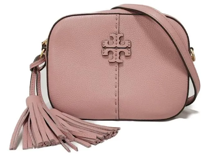 Borsa a spalla Tory Burch McGraw in pelle martellata Rosa