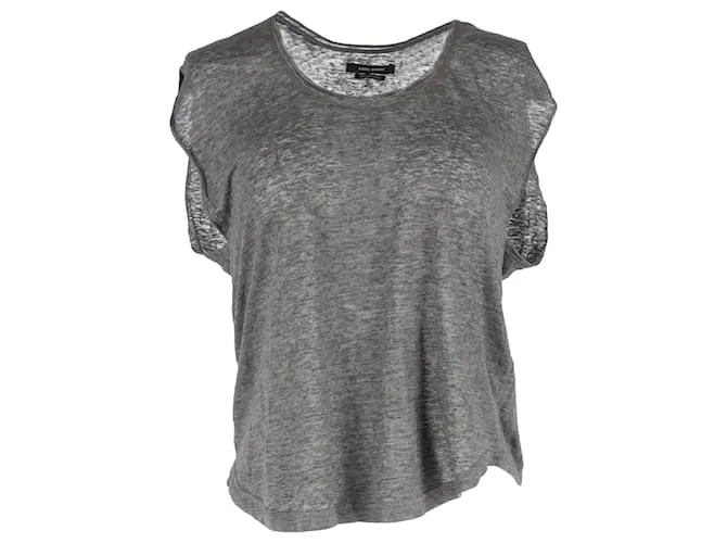 T-shirt drappeggiata Isabel Marant in lino grigio
