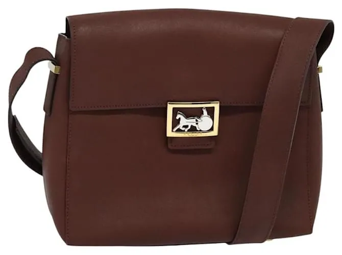 Céline Borsa a Spalla CELINE in Pelle Bordeaux Oro Auth bs26904 D'oro Bordò