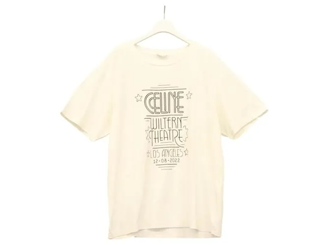 Céline T-shirt in cotone bianco CELINE Auth ym016