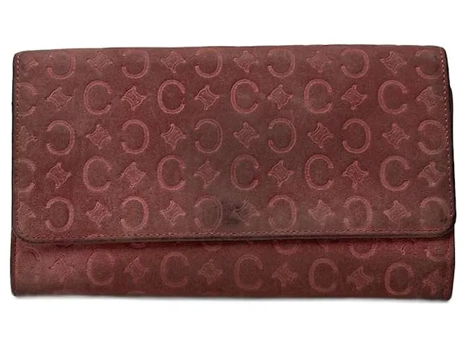 Céline Portafoglio vintage Celine in suede macadam Monogram rosa marrone