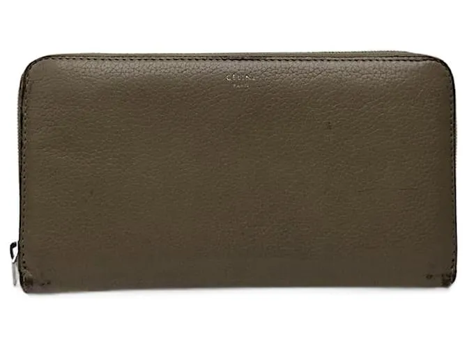 Céline Portafoglio Zippy vintage Celine Paris beige Grigio