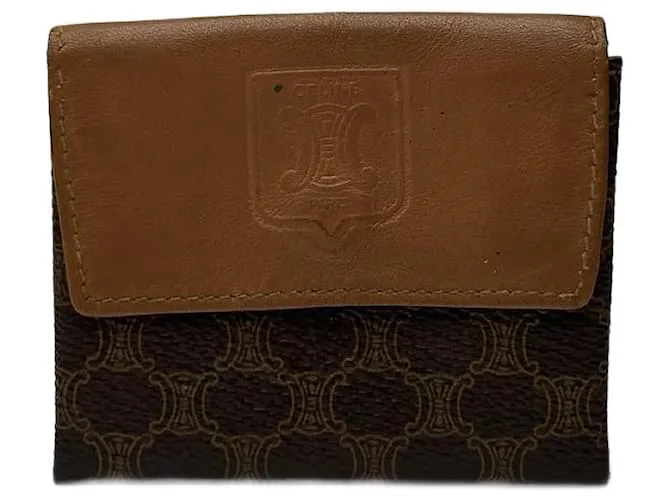 Céline Portamonete in pelle vintage Celine Paris marrone