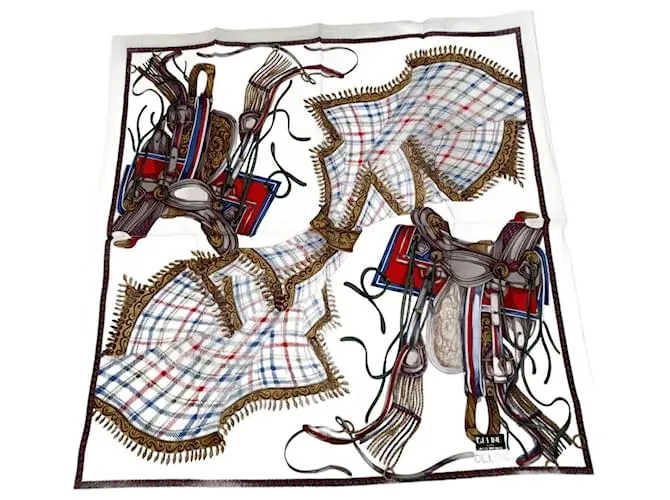 Céline Sciarpa vintage Celine bianca beige Bianco